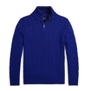 POLO RALPH LAUREN Boys Cable-Knit Cotton Quarter-Zip‎ Sweater Size SMALL 8